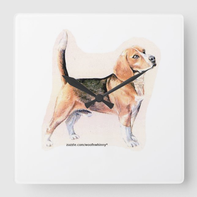 Beagle Square Wall Clock (Front)