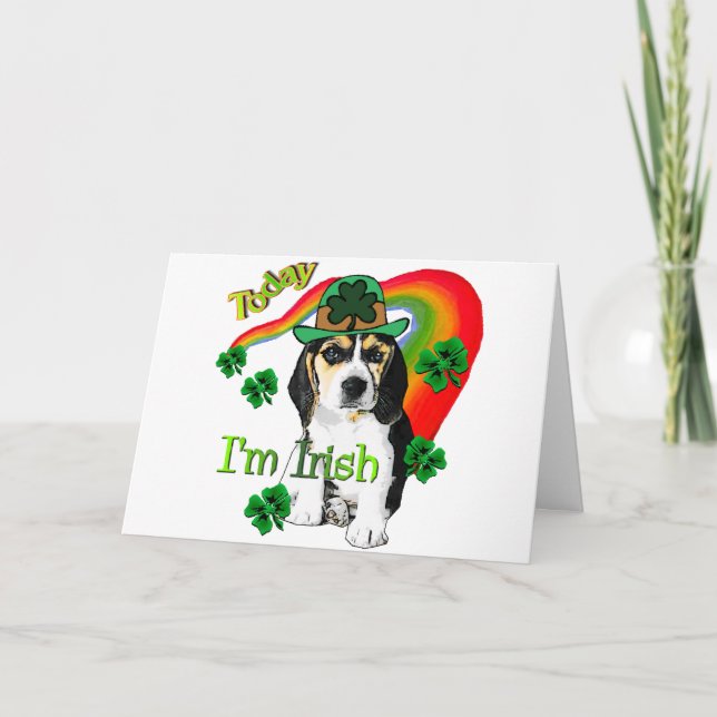 Beagle St Patrick's Day Card (Front)