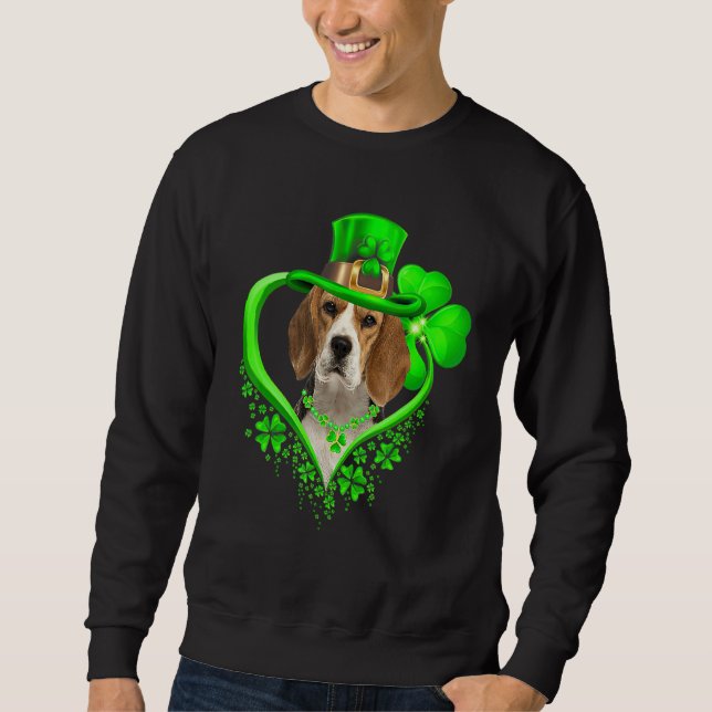 Beagle St Patricks Day  Irish Shamrock Dog Loves Sweatshirt (Front)