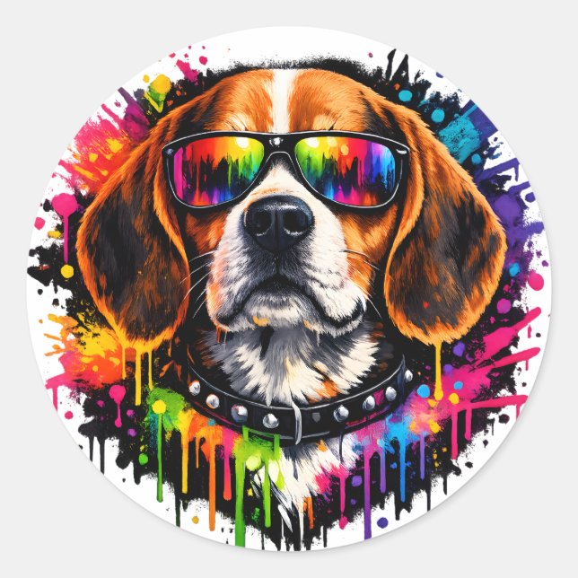 Beagle Sticker | Colour Splash Dog Art (Front)