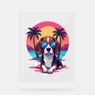 Beagle Sunset Background Shirt, Beagle Mom, Beagle Acrylic Sign