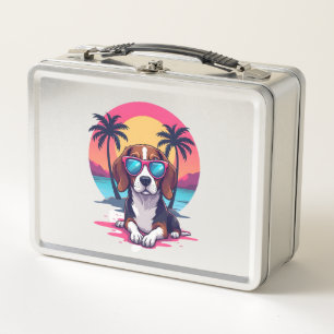 Beagle Sunset Background Shirt, Beagle Mom, Beagle Metal Lunch Box