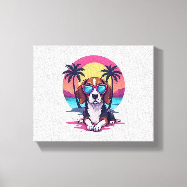 Beagle Sunset Background Shirt, Beagle Mum, Beagle Canvas Print (Front)
