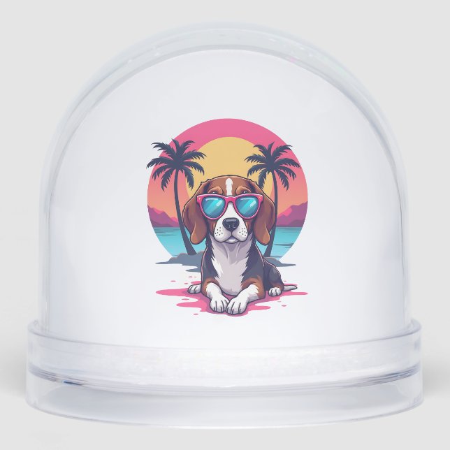 Beagle Sunset Background Shirt, Beagle Mum, Beagle Snowglobe (Front)