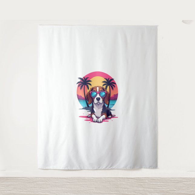 Beagle Sunset Background Shirt, Beagle Mum, Beagle Tapestry (Front)