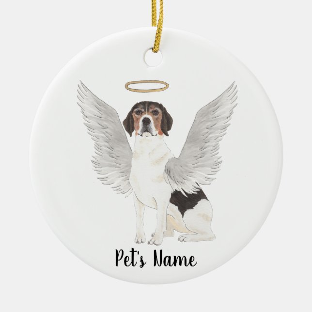 Beagle Sympathy Memorial  Ceramic Tree Decoration (Front)