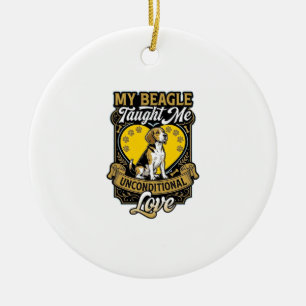 Beagle Taught Me Unconditional Love Dog Heart Paws Ceramic Tree Decoration