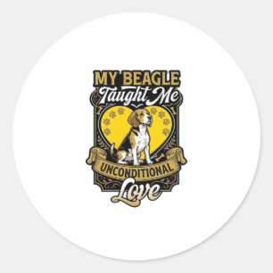 Beagle Taught Me Unconditional Love Dog Heart Paws Classic Round Sticker