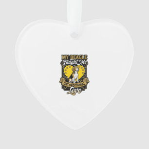 Beagle Taught Me Unconditional Love Dog Heart Paws Ornament