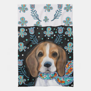 Beagle tea towel