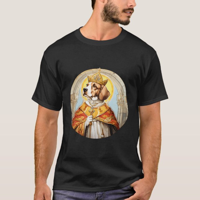 Beagle The Pope Funny Dog Religious T-Shirt (Front)