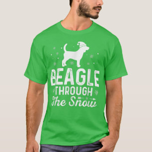 Beagle through the snow Funny Christmas New Year D T-Shirt