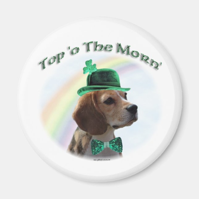 Beagle Top of the Morn'; Beagle St. Patrick's day Magnet (Front)