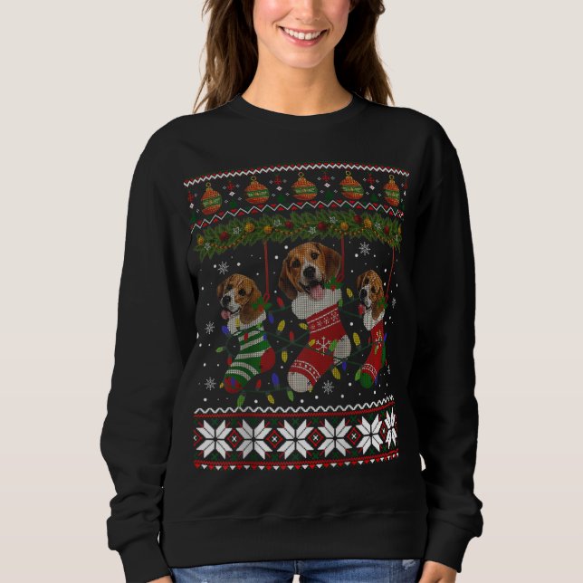 Beagle Ugly Christmas Beagle Dog Cute Socks Xmas Sweatshirt (Front)