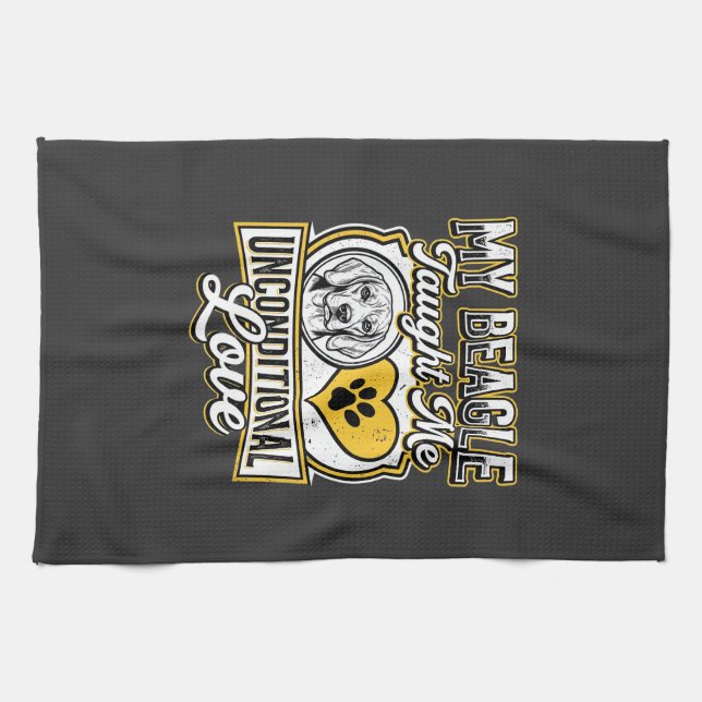 Beagle Unconditional Love Dog Owner Tea Towel (Horizontal)