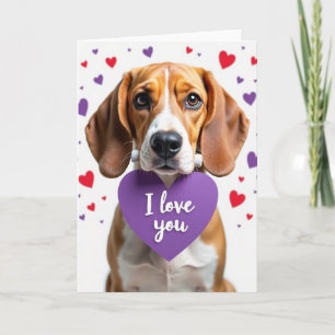 Beagle Valentine I Love You Card