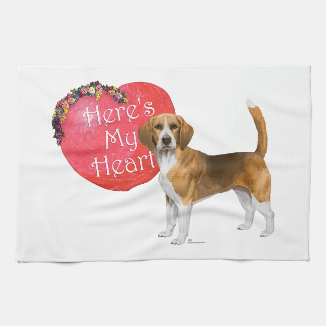 Beagle Valentine Tea Towel (Horizontal)