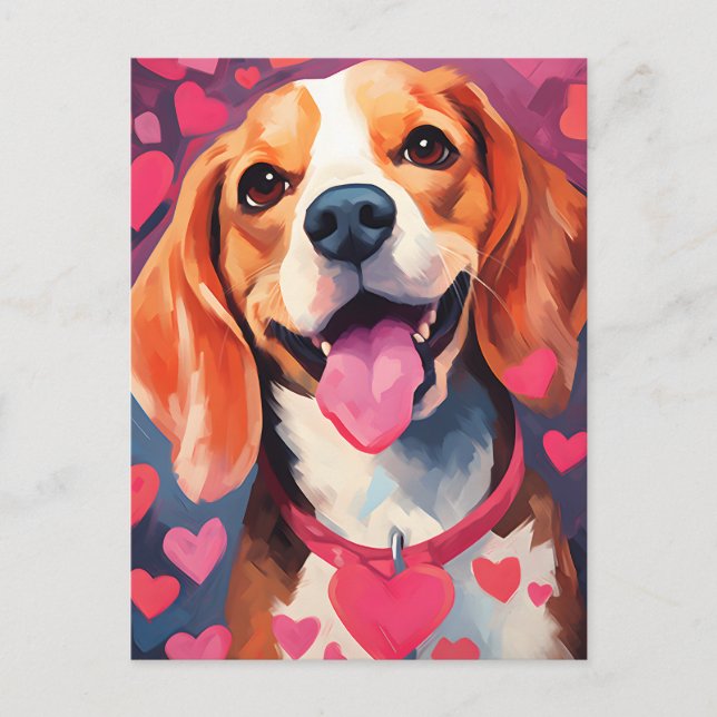 Beagle Valentines day Postcard (Front)
