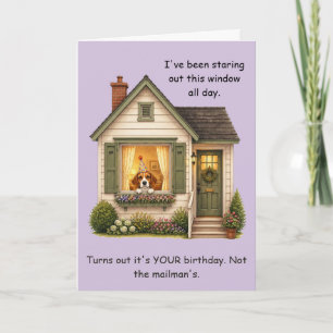 Beagle Waiting By Window Funny Birthday Card