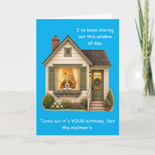 Beagle Waiting By Window Funny Birthday Card