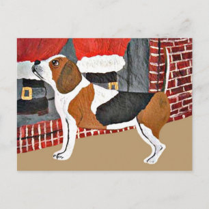 Beagle Watch Dog On Christmas Eve Holiday Postcard