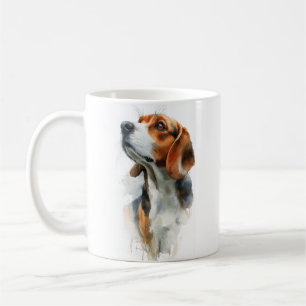 Beagle watercolor portrait coffee mug