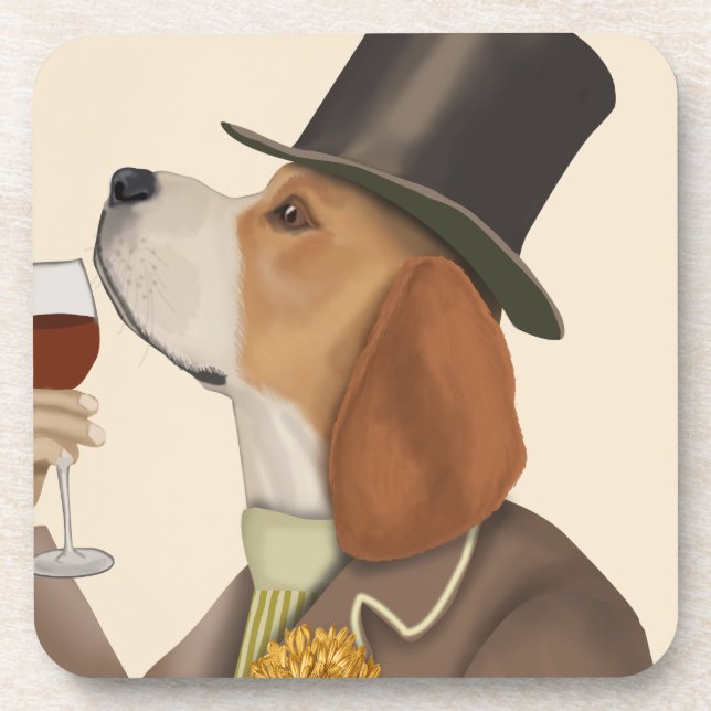 Beagle Wine Snob Coaster (Front)