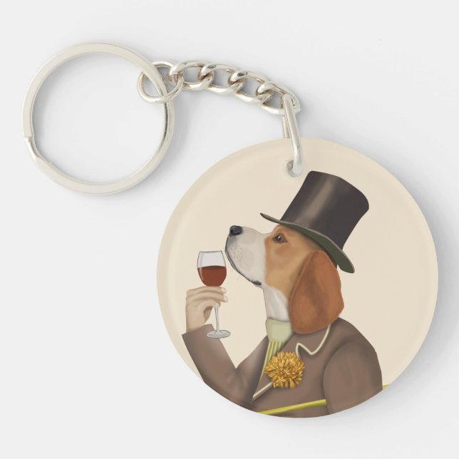 Beagle Wine Snob Key Ring (Front)