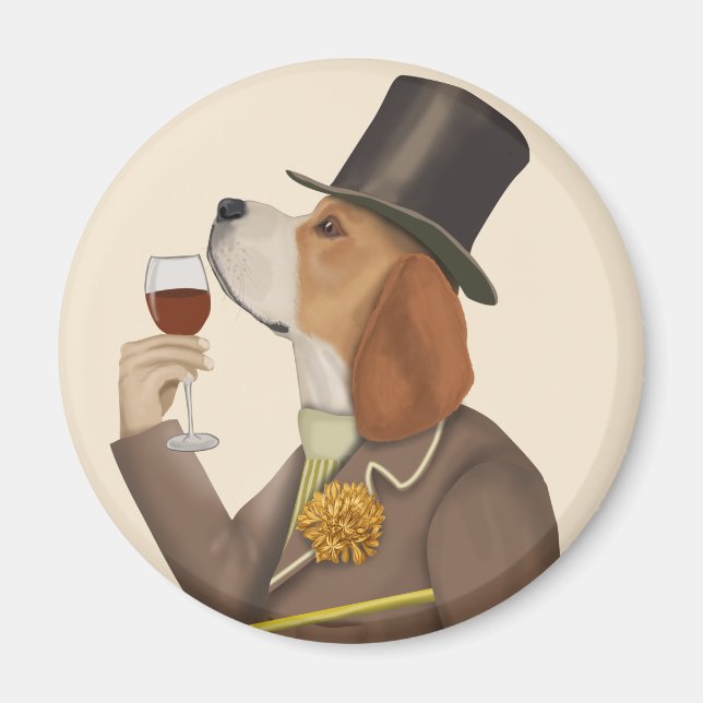 Beagle Wine Snob Magnet (Front)
