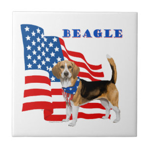 Beagle with American Flag Tile