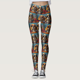 Beagle With Heart Roses Valentine's Day Leggings