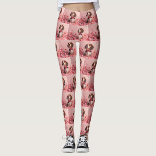 Beagle with Roses - Valentine's Day Leggings