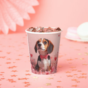 Beagle with Roses - Valentine's Day Paper Cups