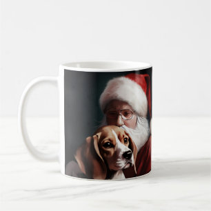 Beagle With Santa Claus Festive Christmas Coffee Mug