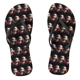 Beagle With Santa Claus Festive Christmas Jandals