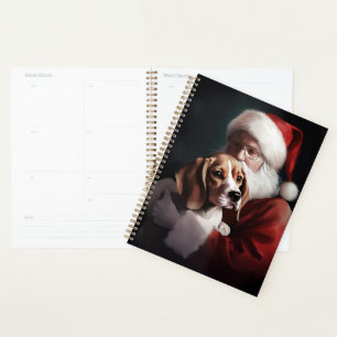 Beagle With Santa Claus Festive Christmas Planner