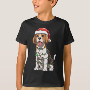 Beagle With Santa Hat Christmas Themed Beagle Love T-Shirt