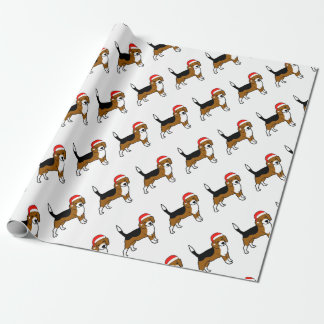 Beagle with Santa hat Wrapping Paper