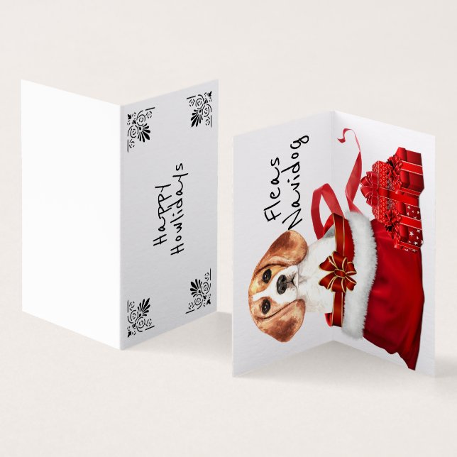 Beagle Xmas dog in Santa sack with DIY wishes (Inside and Outside)