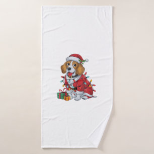 Beagle Xmas Lighting Santa Beagle Dog Christmas Bath Towel