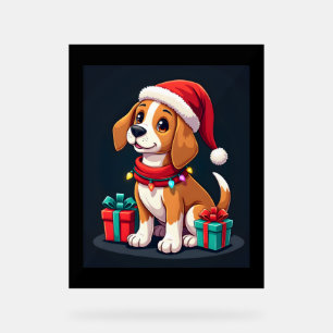 Beagle Xmas Lighting Santa Beagle Dog Christmas Ta Acrylic Sign
