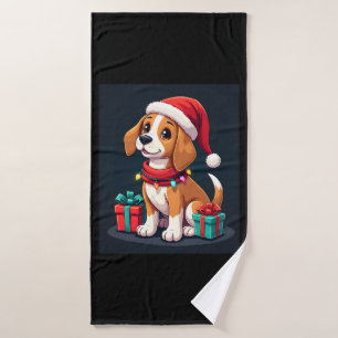 Beagle Xmas Lighting Santa Beagle Dog Christmas Ta Bath Towel