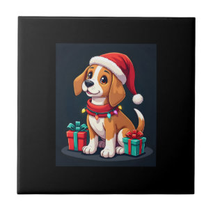 Beagle Xmas Lighting Santa Beagle Dog Christmas Ta Tile