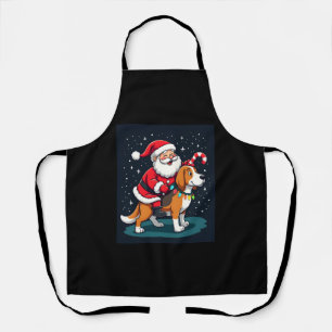 Beagle Xmas Lighting Santa Riding Beagle Dog Chris Apron