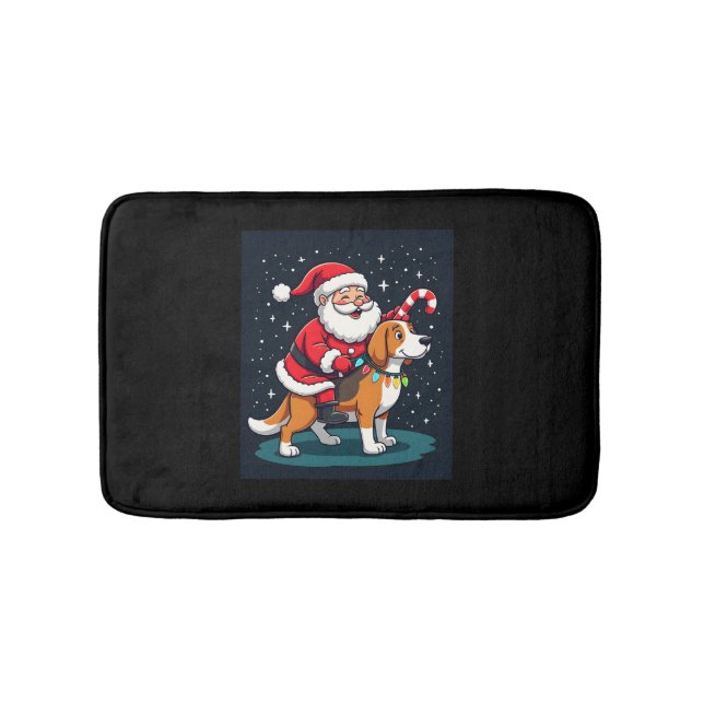 Beagle Xmas Lighting Santa Riding Beagle Dog Chris Bath Mat (Front)