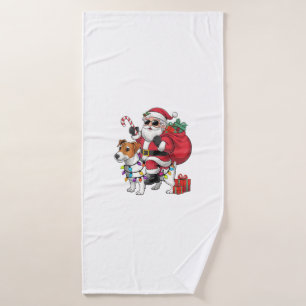 Beagle Xmas Lighting Santa Riding Beagle Dog Chris Bath Towel