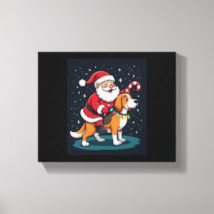 Beagle Xmas Lighting Santa Riding Beagle Dog Chris Canvas Print