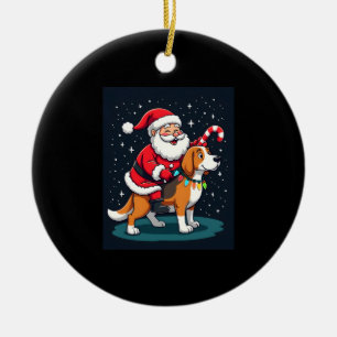 Beagle Xmas Lighting Santa Riding Beagle Dog Chris Ceramic Tree Decoration