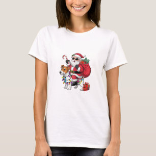 Beagle Xmas Lighting Santa Riding Beagle Dog Chris T-Shirt