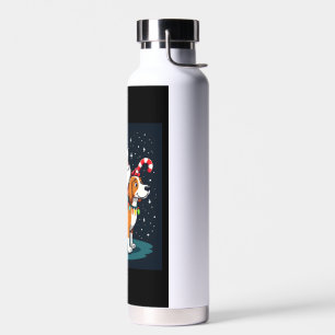Beagle Xmas Lighting Santa Riding Beagle Dog Chris Water Bottle